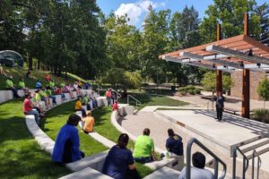 Outdoor school assembly
